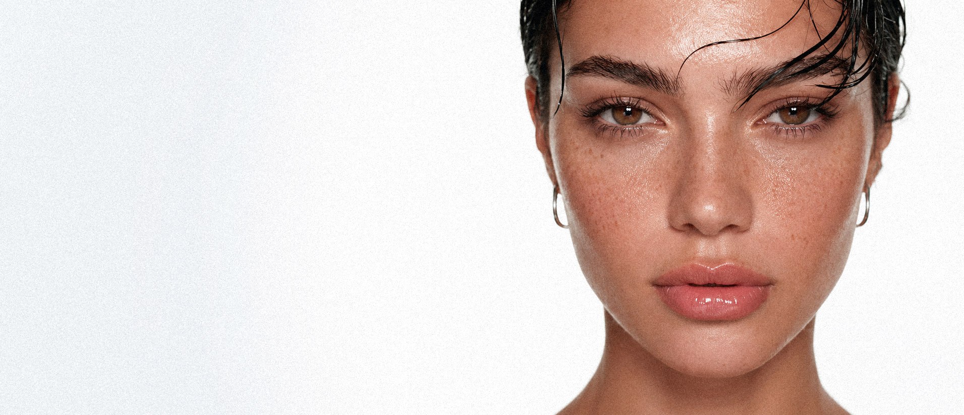 close-up of glowing bare skin